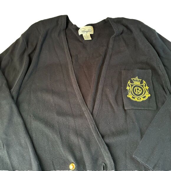 Pappagallo Navy Blue Cardigan Embroidered Chest Pocket Size XL - Picture 3 of 11